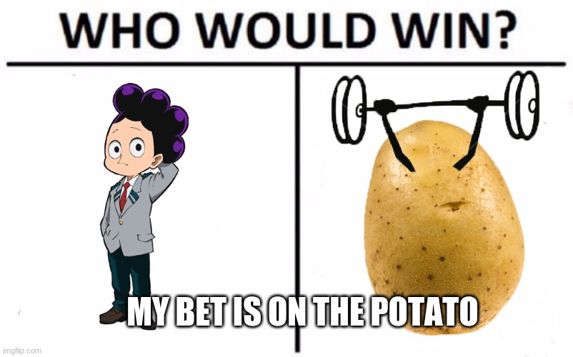 POTATO | MY BET IS ON THE POTATO | image tagged in memes,who would win,bet,hehehe | made w/ Imgflip meme maker