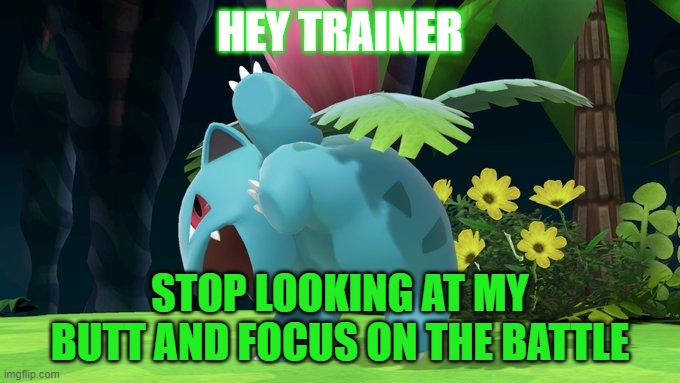 Ivaysuar butt | HEY TRAINER; STOP LOOKING AT MY BUTT AND FOCUS ON THE BATTLE | image tagged in pokemon,butt | made w/ Imgflip meme maker