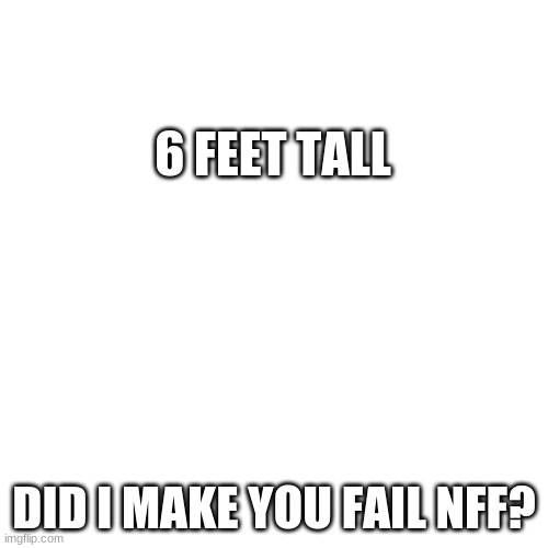I bet i did | 6 FEET TALL; DID I MAKE YOU FAIL NFF? | image tagged in funny | made w/ Imgflip meme maker