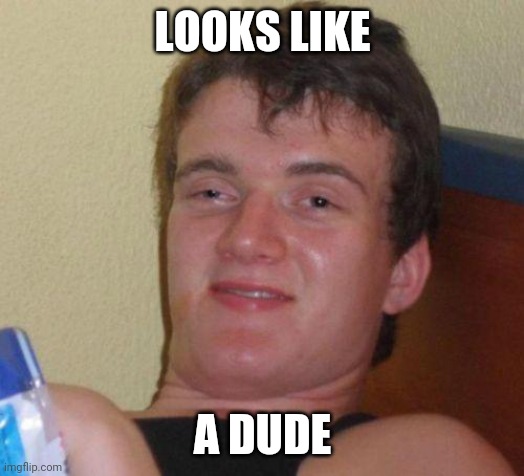 stoned guy | LOOKS LIKE A DUDE | image tagged in stoned guy | made w/ Imgflip meme maker