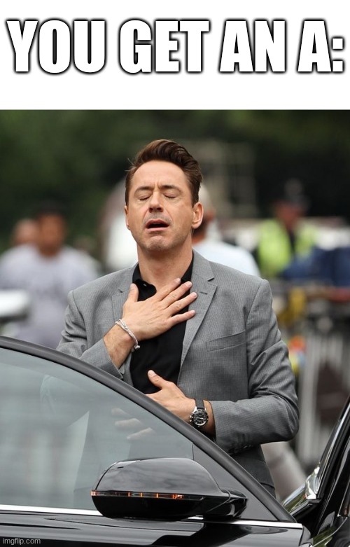Robert Downey Jr | YOU GET AN A: | image tagged in robert downey jr | made w/ Imgflip meme maker