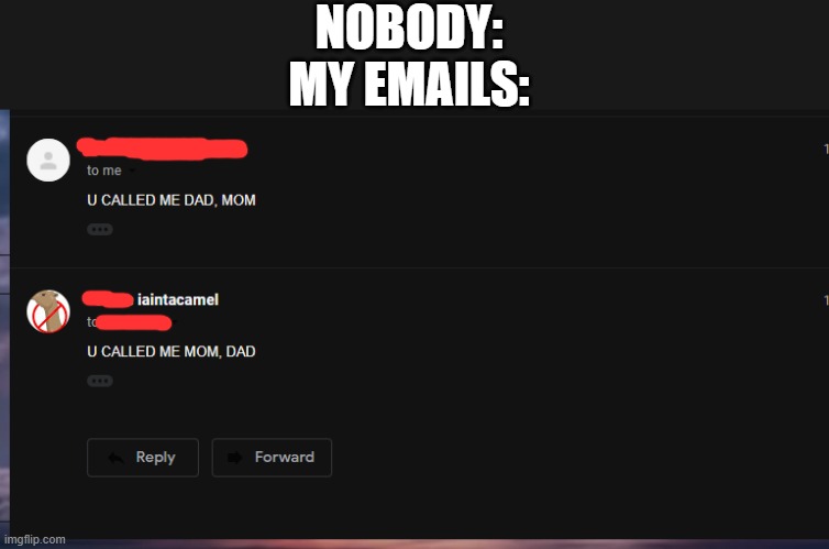 NOBODY:
MY EMAILS: | made w/ Imgflip meme maker