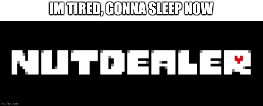 gn | IM TIRED, GONNA SLEEP NOW | image tagged in nutdealer | made w/ Imgflip meme maker