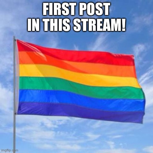 Gay pride flag | FIRST POST IN THIS STREAM! | image tagged in gay pride flag | made w/ Imgflip meme maker