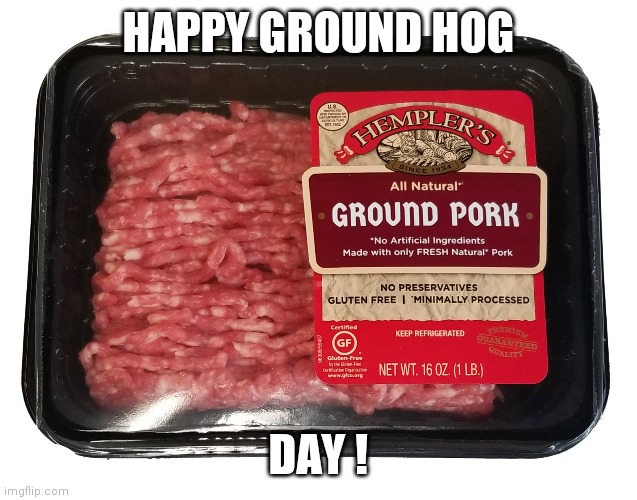 Pork |  HAPPY GROUND HOG; DAY ! | image tagged in pig | made w/ Imgflip meme maker