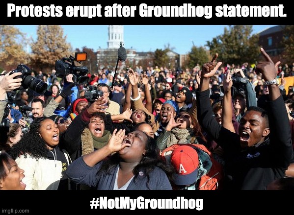 #NotMyGroundhog | Protests erupt after Groundhog statement. #NotMyGroundhog | image tagged in mizzou missouri protesters | made w/ Imgflip meme maker