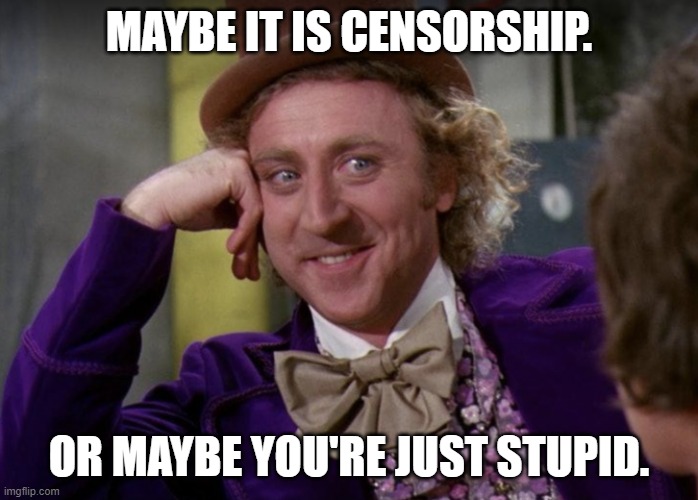 The media | MAYBE IT IS CENSORSHIP. OR MAYBE YOU'RE JUST STUPID. | image tagged in censorship,facebook,trump,twitter | made w/ Imgflip meme maker