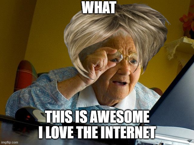 Grandma found the internet | WHAT; THIS IS AWESOME I LOVE THE INTERNET | image tagged in grandma finds the internet | made w/ Imgflip meme maker