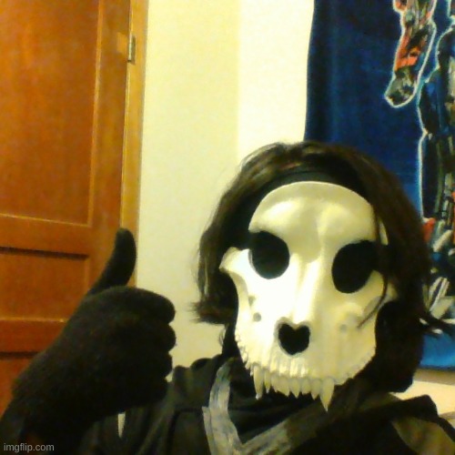 i dressed up and spooked someone. :3 | image tagged in cosplay,hehe,scp 1471 | made w/ Imgflip meme maker