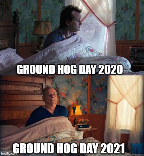 Ground Hog Day with the longest year | GROUND HOG DAY 2020; GROUND HOG DAY 2021 | image tagged in ground hog day,groundhog day,2020,2021,lockdown | made w/ Imgflip meme maker