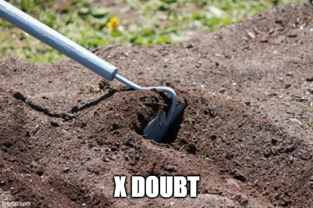 garden hoe | X DOUBT | image tagged in garden hoe | made w/ Imgflip meme maker