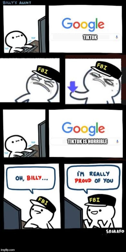 Billy's Agent downvote | TIKTOK; TIKTOK IS HORRIBLE | image tagged in billy's agent downvote | made w/ Imgflip meme maker