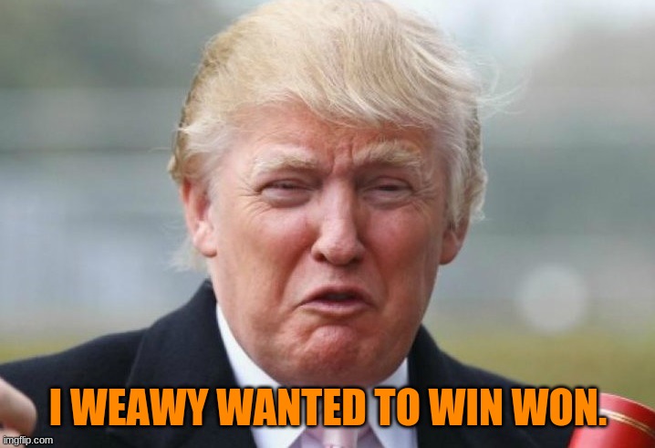 Trump Crybaby | I WEAWY WANTED TO WIN WON. | image tagged in trump crybaby | made w/ Imgflip meme maker