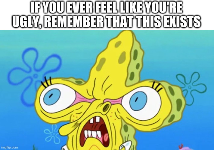 wtf | IF YOU EVER FEEL LIKE YOU'RE UGLY, REMEMBER THAT THIS EXISTS | image tagged in memes,funny,spongebob,wtf,cursed image | made w/ Imgflip meme maker