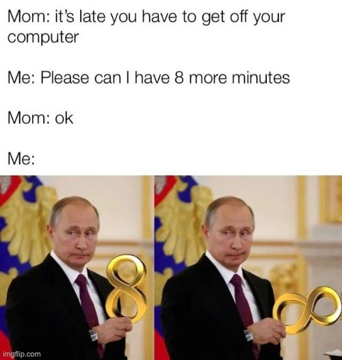 Mom, just 8 more minutes... | image tagged in mom,infinite iq,lol,memes | made w/ Imgflip meme maker