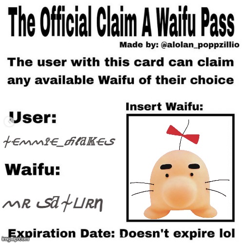 Ƶơơᨓ! ᨓꭱ یƌ⍭⊔ꭱη! | ⍭⋲ᨓᨓ⟟⋲_ⴥℓƌ𝕂⋲ی; ᨓꭱ یƌ⍭⊔ꭱη | image tagged in official claim a waifu pass | made w/ Imgflip meme maker