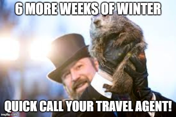 6 MORE WEEKS OF WINTER; QUICK CALL YOUR TRAVEL AGENT! | made w/ Imgflip meme maker