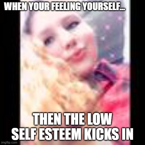 well then... | WHEN YOUR FEELING YOURSELF... THEN THE LOW SELF ESTEEM KICKS IN | image tagged in selfies | made w/ Imgflip meme maker