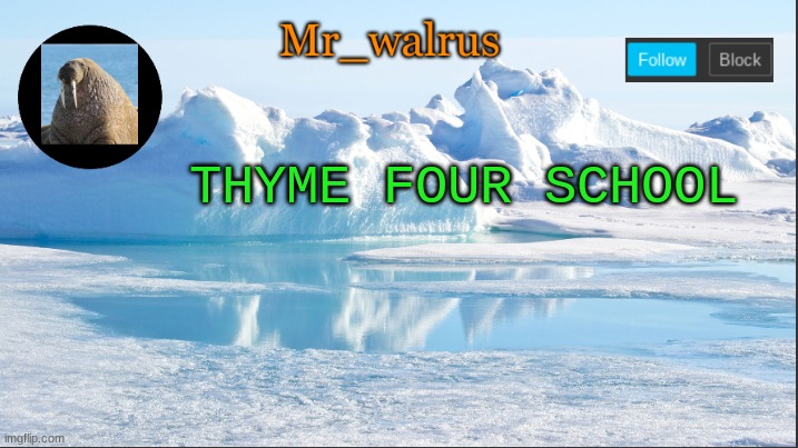 Mr_walrus | THYME FOUR SCHOOL | image tagged in mr_walrus | made w/ Imgflip meme maker