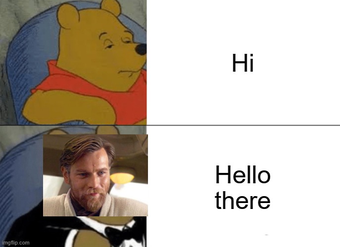 Tuxedo Winnie The Pooh Meme | Hi; Hello there | image tagged in memes,tuxedo winnie the pooh | made w/ Imgflip meme maker