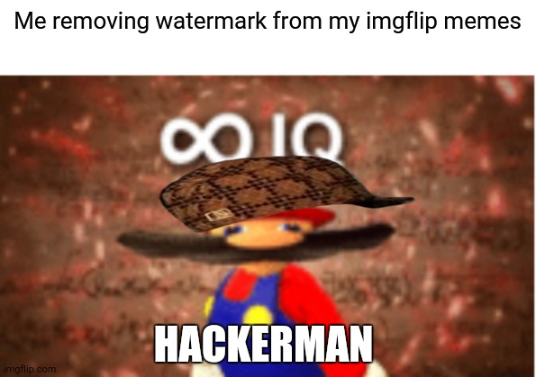 Infinite IQ | Me removing watermark from my imgflip memes; HACKERMAN | image tagged in infinite iq | made w/ Imgflip meme maker