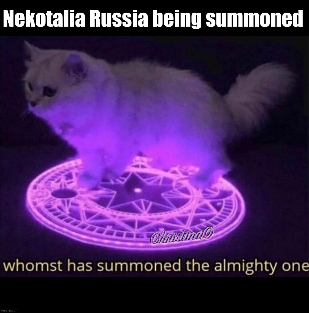 Hetalia / Nekotalia Meme | Nekotalia Russia being summoned | image tagged in hetalia,nekotalia,axis powers hetalia,hetalia the world twinkle,whomst has summoned the almighty one,meme | made w/ Imgflip meme maker