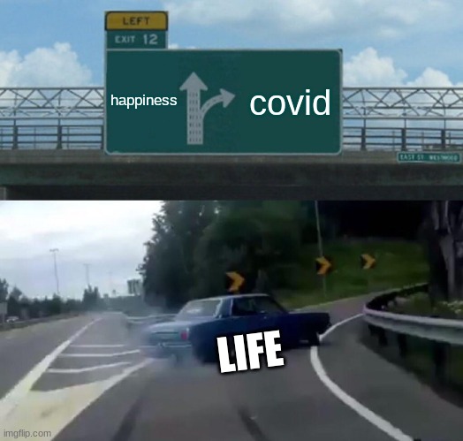 Ok, WHO IS DRIVING THAT THING?!!??!?!?!? | happiness; covid; LIFE | image tagged in memes,left exit 12 off ramp | made w/ Imgflip meme maker