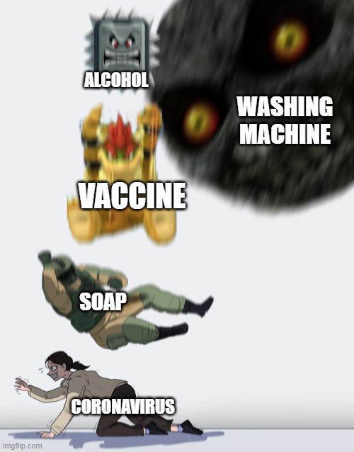 Top 5 Weapons that Can EASILY Kill the Coronavirus | ALCOHOL; WASHING MACHINE; VACCINE; SOAP; CORONAVIRUS | image tagged in top 5 weapons that can easily kill the coronavirus | made w/ Imgflip meme maker