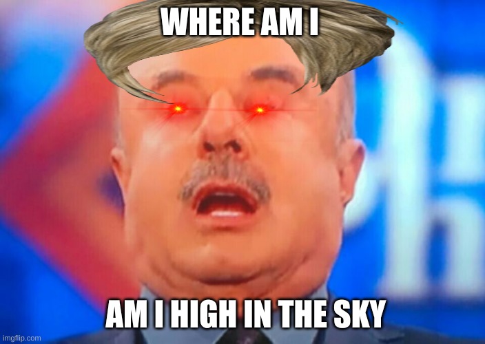 Dr Phil High | WHERE AM I; AM I HIGH IN THE SKY | image tagged in dr phil high | made w/ Imgflip meme maker