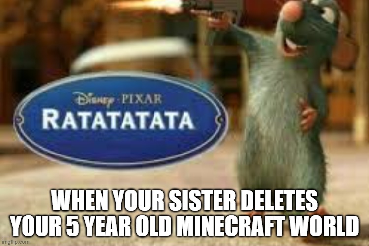 so true | WHEN YOUR SISTER DELETES YOUR 5 YEAR OLD MINECRAFT WORLD | image tagged in funny | made w/ Imgflip meme maker