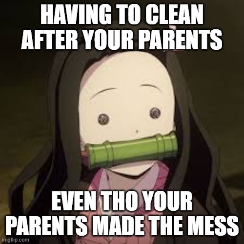 Truth of parents now | HAVING TO CLEAN AFTER YOUR PARENTS; EVEN THO YOUR PARENTS MADE THE MESS | image tagged in funny but true | made w/ Imgflip meme maker