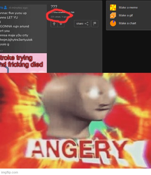 -_- | image tagged in meme man angery,more views then upvotes | made w/ Imgflip meme maker