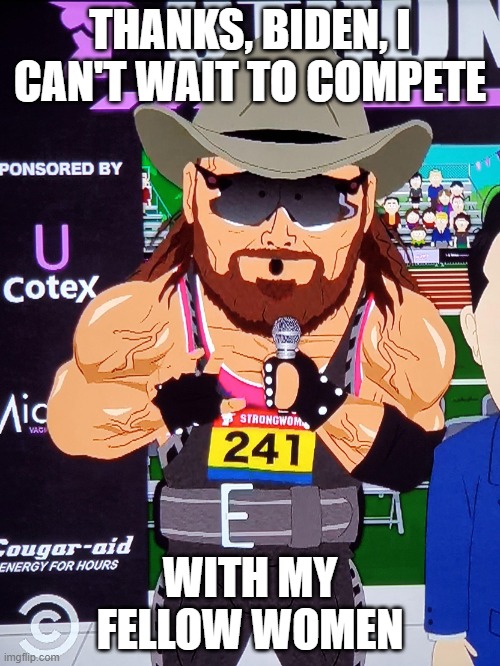 Heather Swanson | THANKS, BIDEN, I CAN'T WAIT TO COMPETE; WITH MY FELLOW WOMEN | image tagged in heather swanson | made w/ Imgflip meme maker