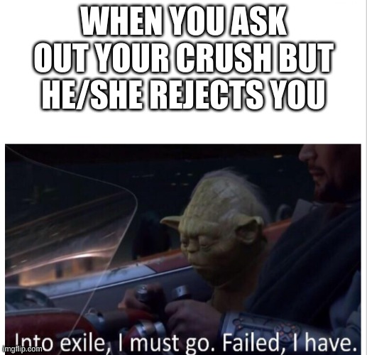 Failed I have | WHEN YOU ASK OUT YOUR CRUSH BUT HE/SHE REJECTS YOU | image tagged in failed i have | made w/ Imgflip meme maker