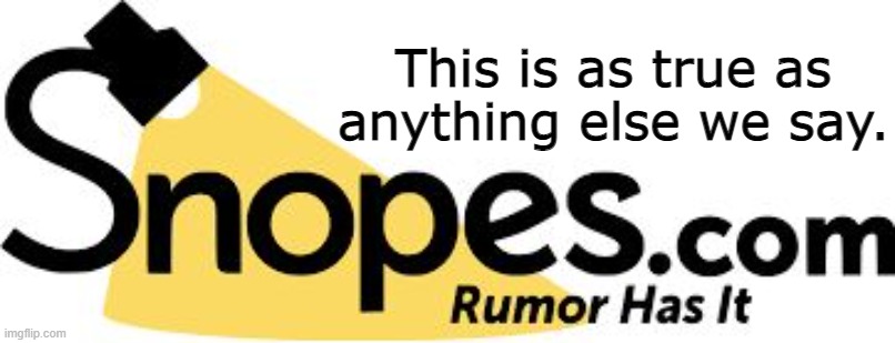 snopes | This is as true as anything else we say. | image tagged in snopes | made w/ Imgflip meme maker