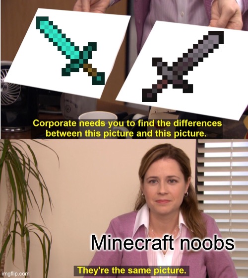 They're The Same Picture Meme | Minecraft noobs | image tagged in memes,they're the same picture | made w/ Imgflip meme maker