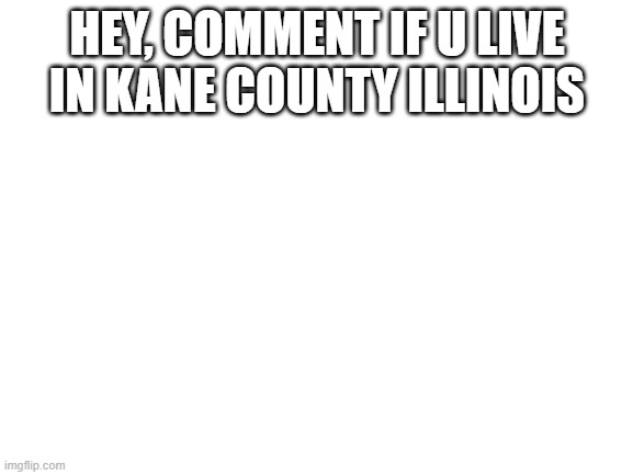 idk | HEY, COMMENT IF U LIVE IN KANE COUNTY ILLINOIS | image tagged in blank white template | made w/ Imgflip meme maker