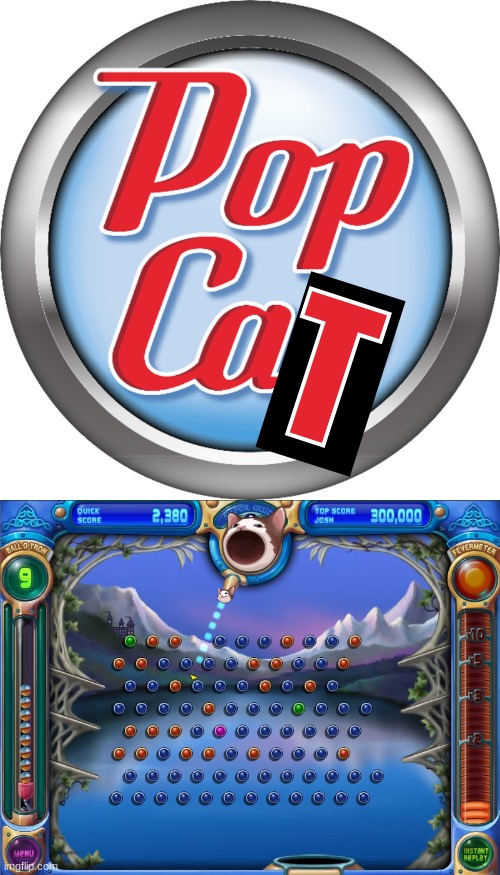 should this be called peg popper | T | image tagged in pop cat,peggle | made w/ Imgflip meme maker