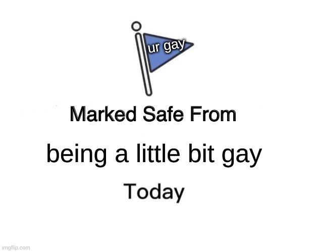 LOL I mean at least your safe ;) | ur gay; being a little bit gay | image tagged in memes,marked safe from | made w/ Imgflip meme maker