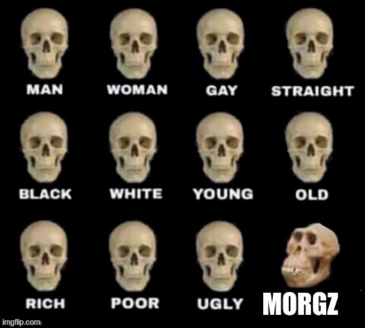 idiot skull | MORGZ | image tagged in idiot skull | made w/ Imgflip meme maker