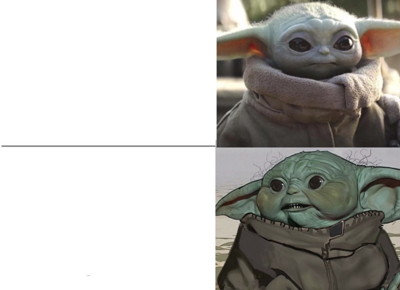 High Quality Baby Yoda Cute/Ugly Blank Meme Template