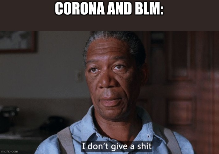 I don't give a shit | CORONA AND BLM: | image tagged in i don't give a shit | made w/ Imgflip meme maker