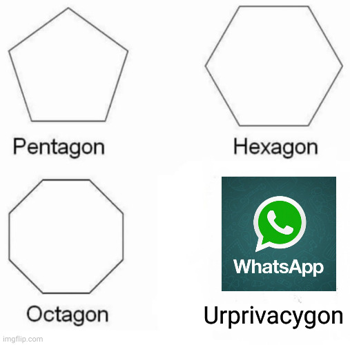 ur privacy gon | Urprivacygon | image tagged in memes,pentagon hexagon octagon,whatsapp,ur,privacy,gone | made w/ Imgflip meme maker