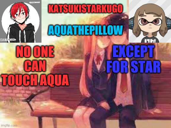 KatsukiStarkugoXAquathepillow | EXCEPT FOR STAR; NO ONE CAN TOUCH AQUA | image tagged in katsukistarkugoxaquathepillow | made w/ Imgflip meme maker