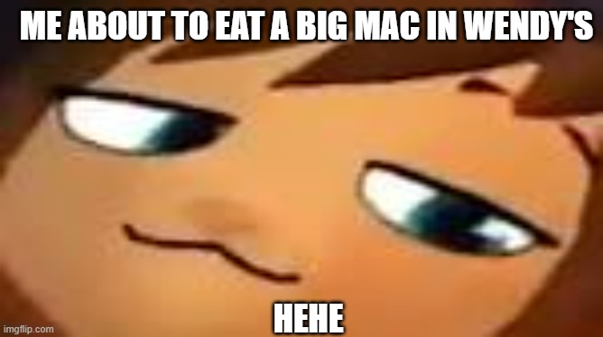 hehe | ME ABOUT TO EAT A BIG MAC IN WENDY'S; HEHE | image tagged in big mac,oooohhhh,yeet | made w/ Imgflip meme maker