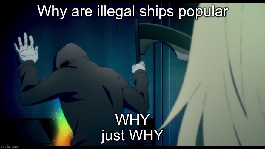 Zack rainbow puke | Why are illegal ships popular; WHY
just WHY | image tagged in rainbow puke | made w/ Imgflip meme maker
