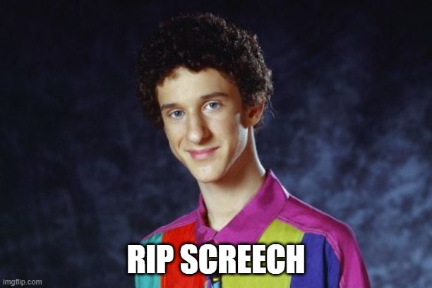 Dustin Diamond, Gone Too Soon | RIP SCREECH | image tagged in screech,saved by the bell | made w/ Imgflip meme maker