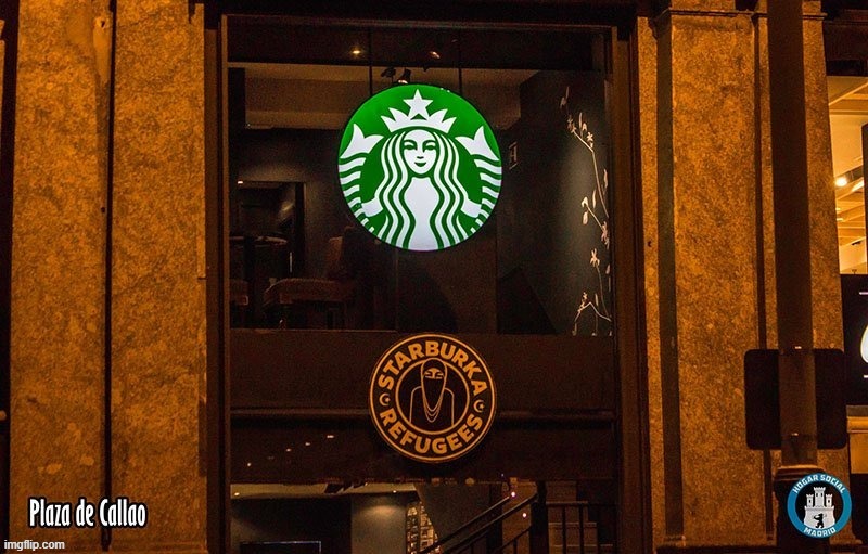 #Starburka | image tagged in madrid,starbucks,starburka,real madrid,spain | made w/ Imgflip meme maker