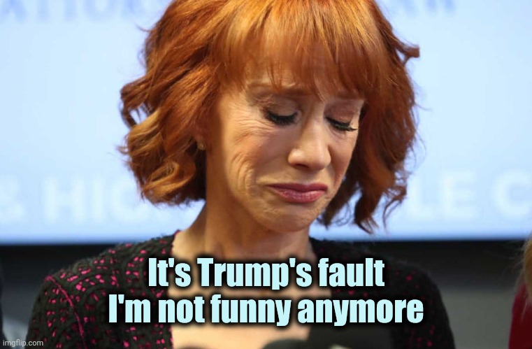 Kathy Griffin Crying | It's Trump's fault I'm not funny anymore | image tagged in kathy griffin crying | made w/ Imgflip meme maker