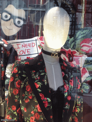 Khange of Scenery | image tagged in fashion,window design,dolce and gabbana,karen millen,brian einersen | made w/ Imgflip images-to-gif maker